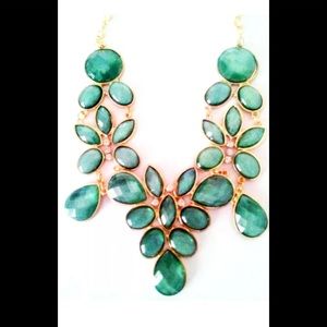 Green crystal bib necklace fashion jewelry